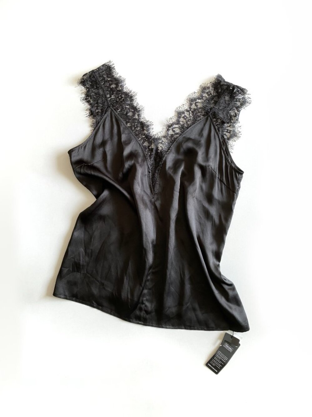 NWT LilySilk 100% Mulberry Silk and Lace V-Neck Black Tank Top Size XXL - Picture 6 of 6